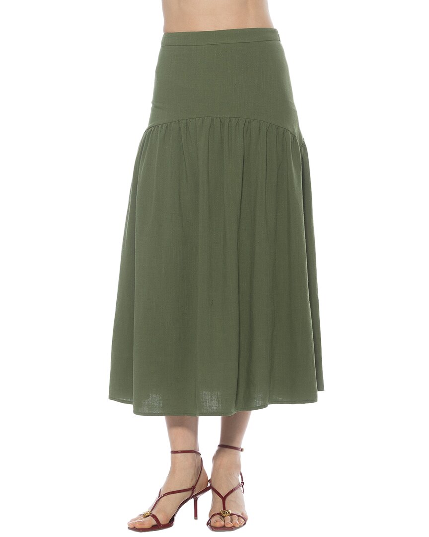 Alexia Admor Michel High Waist Shirred Midi Skirt In Green