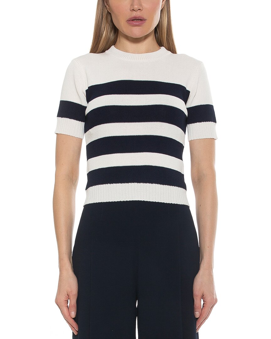 Alexia Admor Pat Stripe Short Sleeve Sweater Top