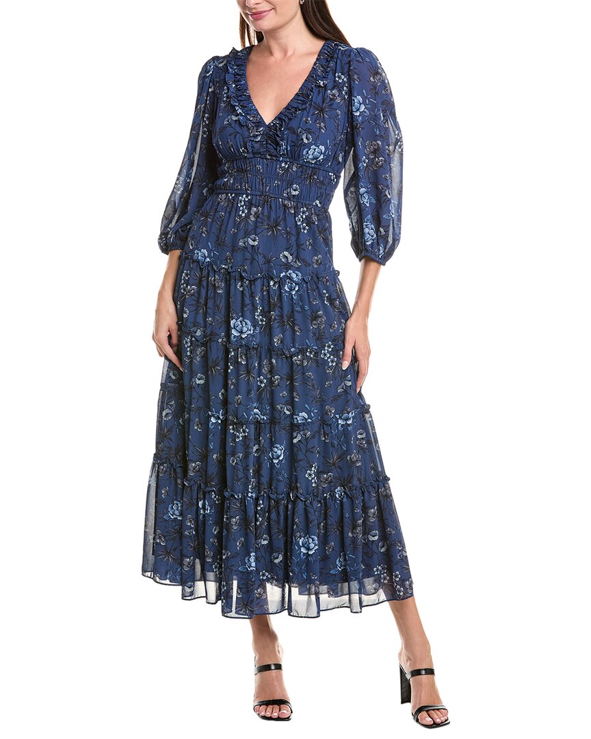 Maison Tara Chiffon Crepe Maxi Dress In Multi