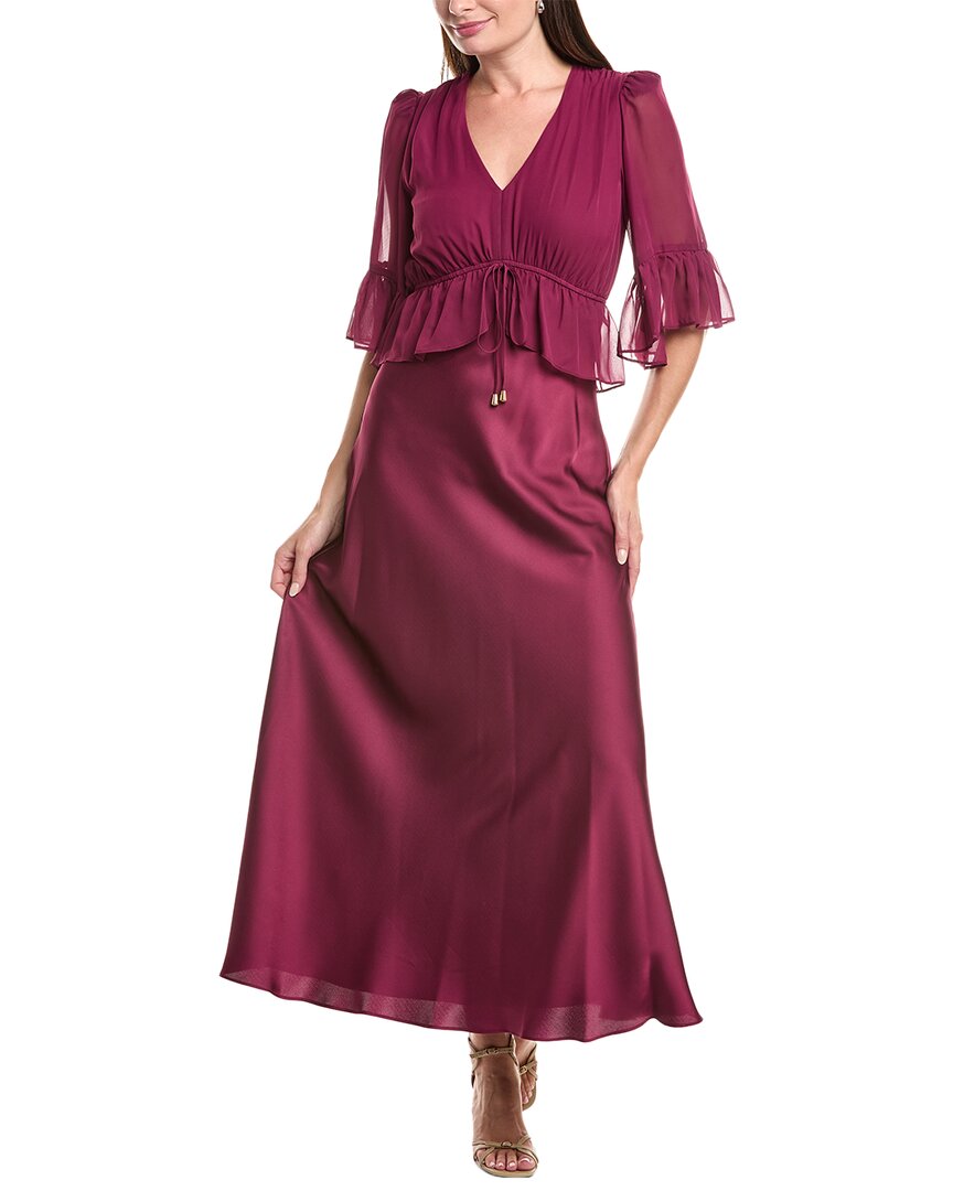 Maison Tara Chiffon Satin Maxi Dress In Purple