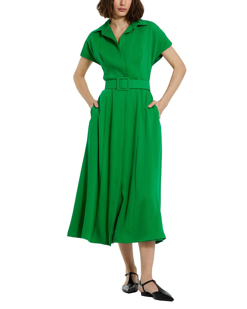 Mac Duggal Crepe Collared Midi Dress With Belt