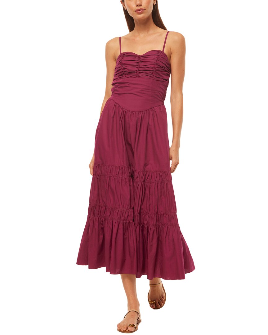 Misa Rula Dress In Orchid Cotton Poplin In Burgundy