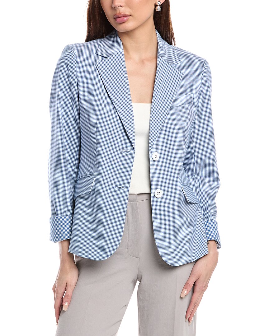 Shop Jones New York Notch Collar Blazer In Blue