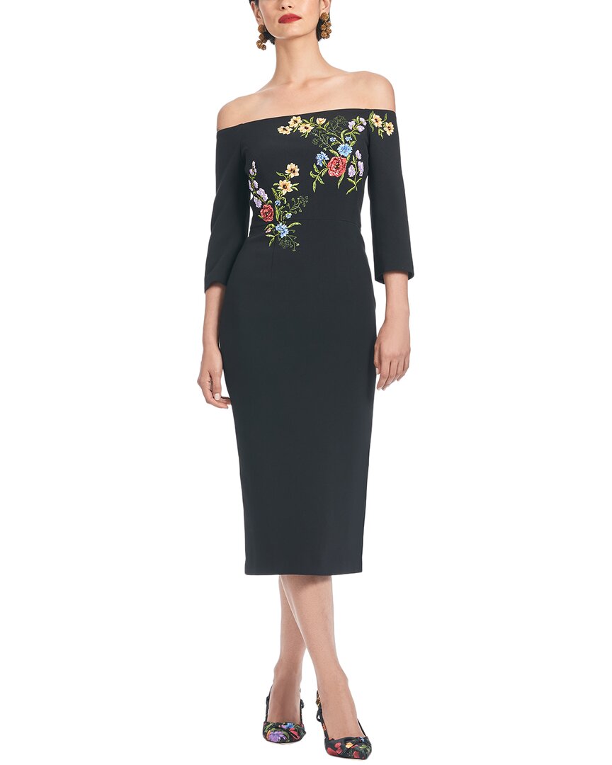 Sachin & Babi Fatima Off-shoulder Embroidered Midi Dress In Black
