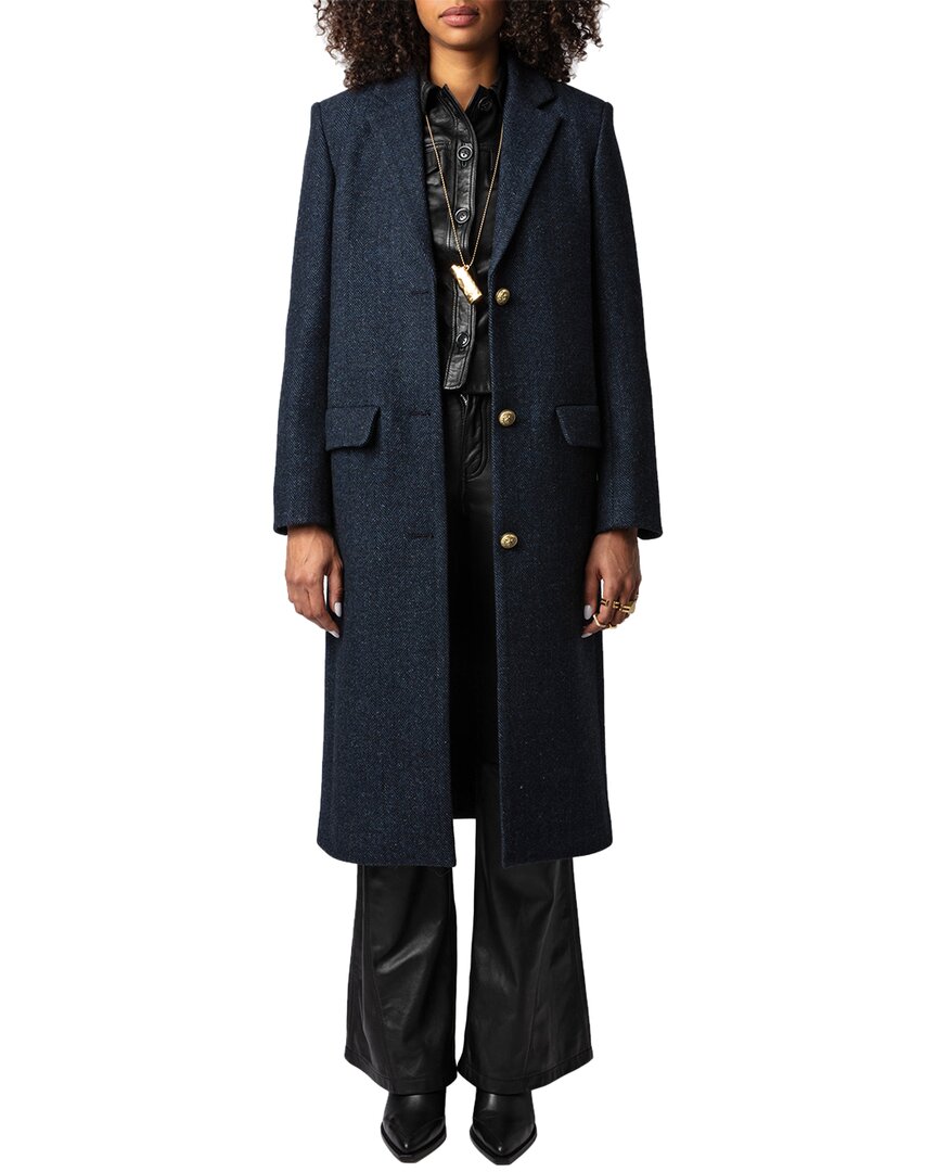 Zadig & Voltaire Wool-blend Coat In Blue