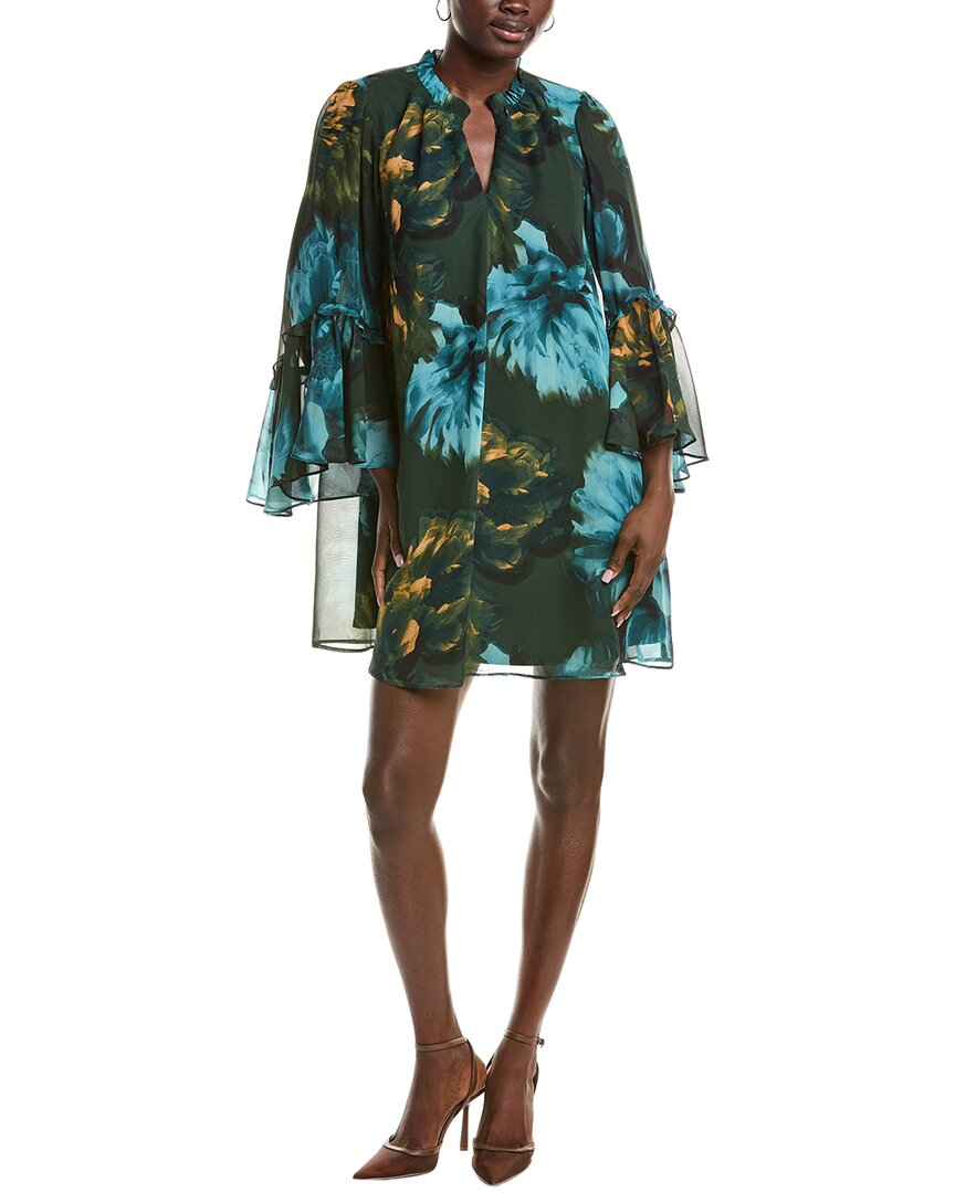 London Times A Line Dress In Green