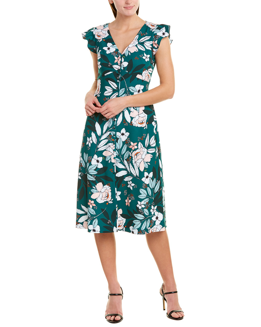 Adrianna Papell Matte Jersey Pintucked Midi Sheath Dress with Flounced Hem (Canary Yellow) Women 