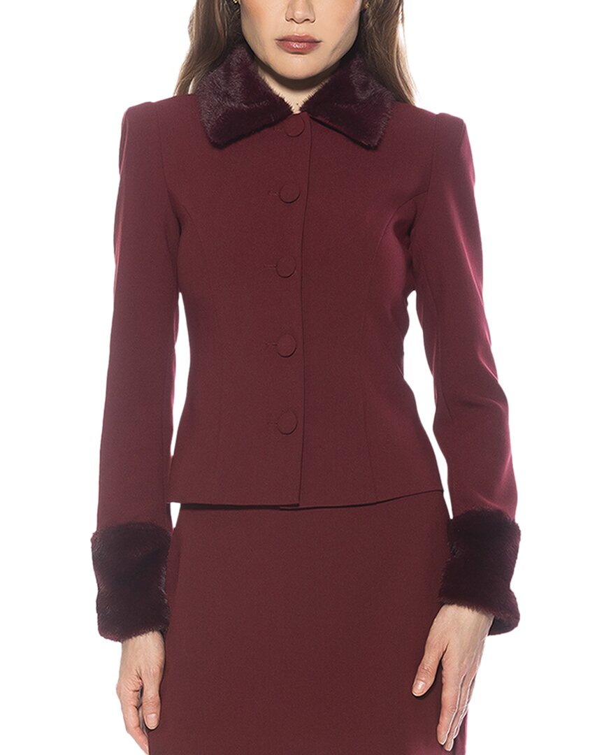 Alexia Admor Fran Faux Fur Trim Twill Jacket In Burgundy