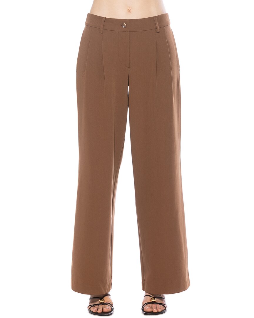 Alexia Admor Quinn Pleated Wide Leg Pants In Brown