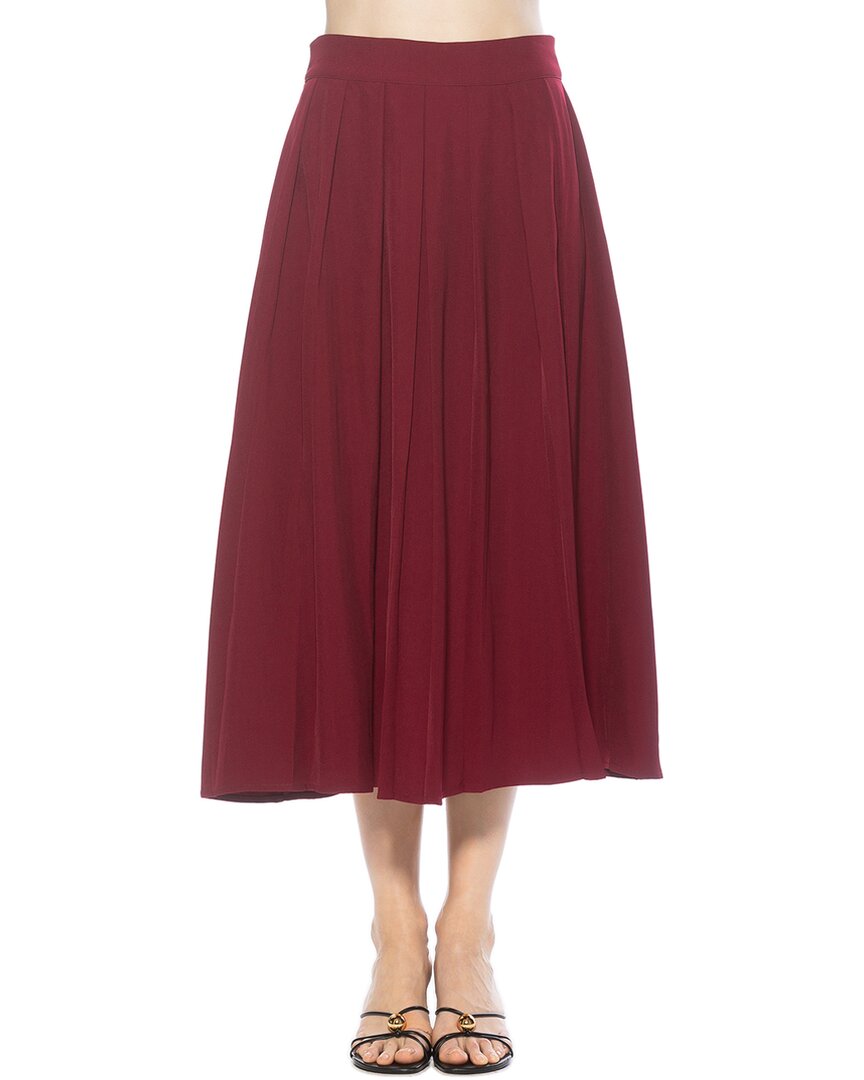 Alexia Admor Oren Pleated Midi Skirt In Burgundy
