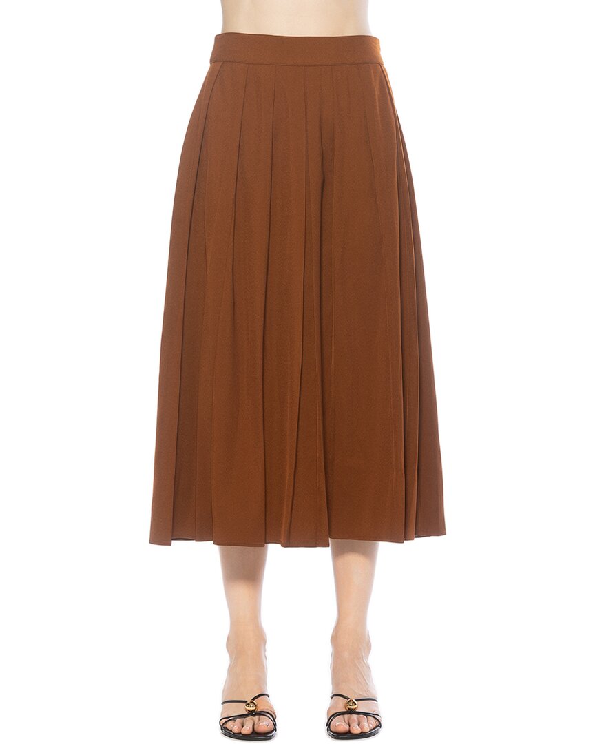 Alexia Admor Oren Pleated Midi Skirt In Brown