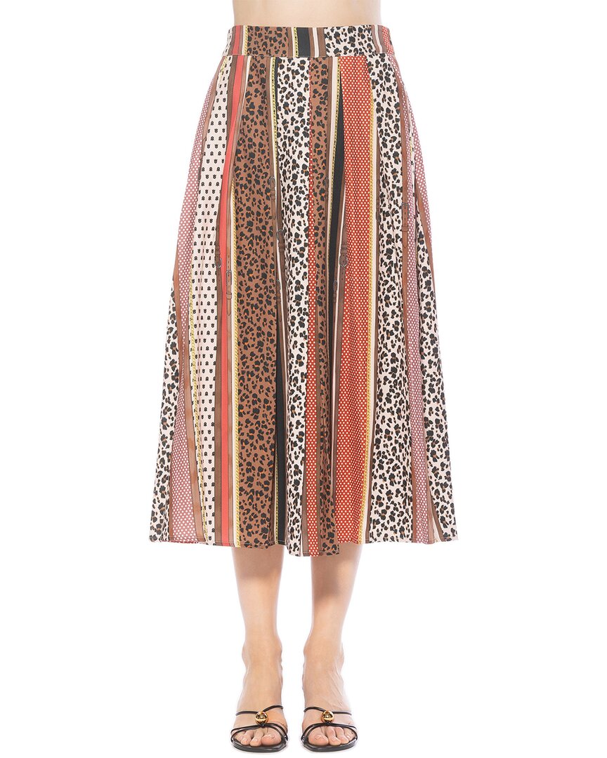 Alexia Admor Oren Pleated Midi Skirt In Brown
