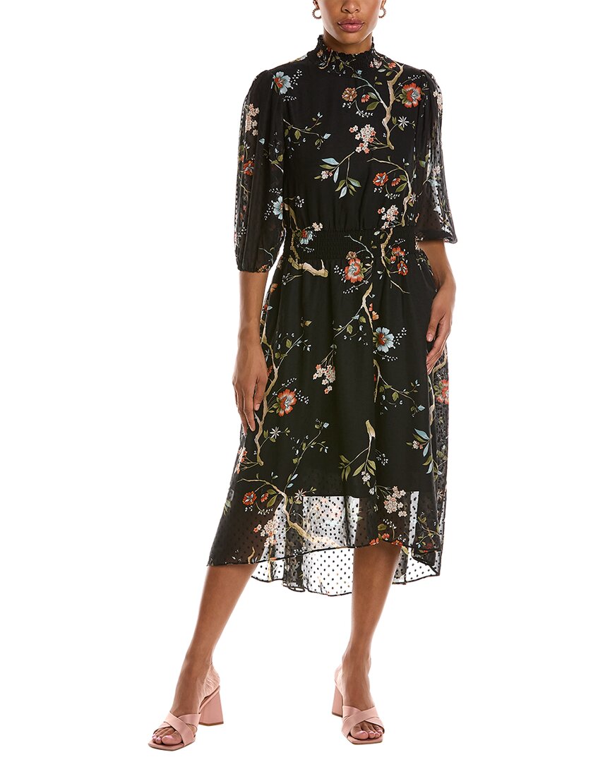 Nanette Lepore Nanette By Floral Midi Dress In Black | ModeSens