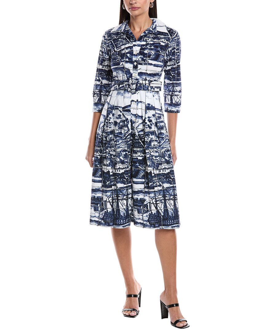 Samantha Sung Cotton Midi Dress In Blue