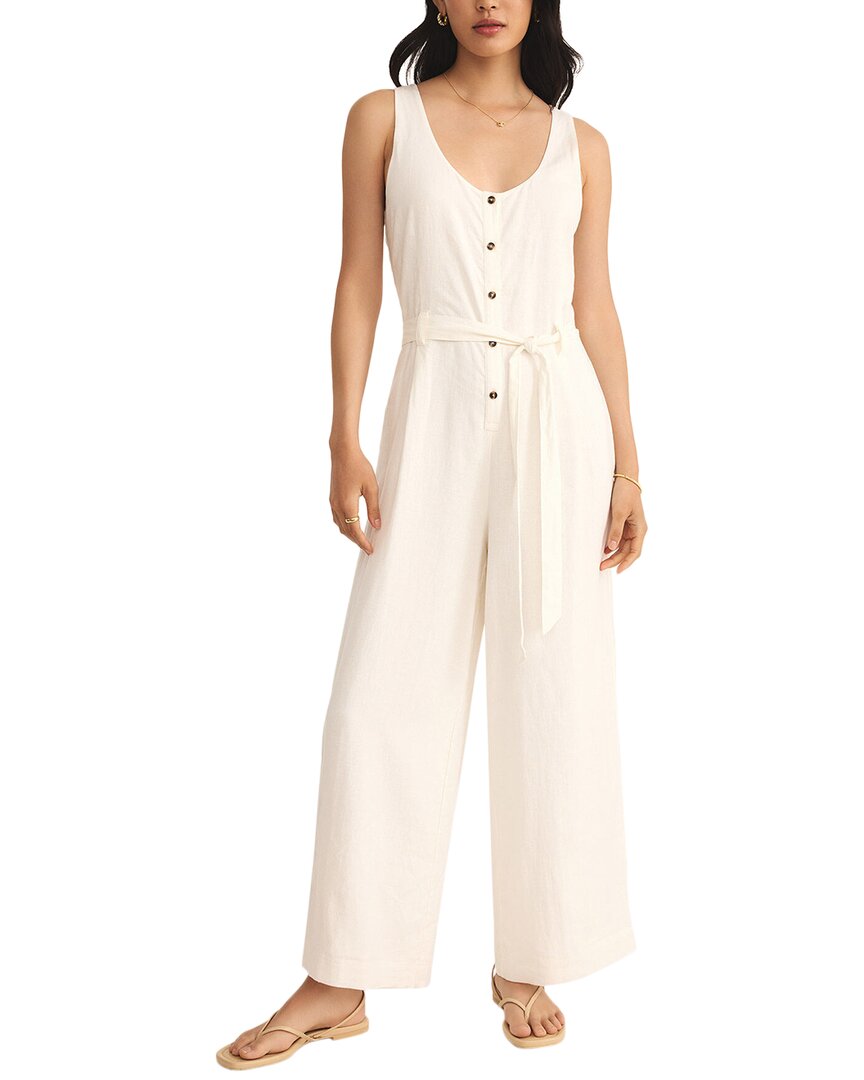 Z Supply Adler Linen-blend Jumpsuit In White