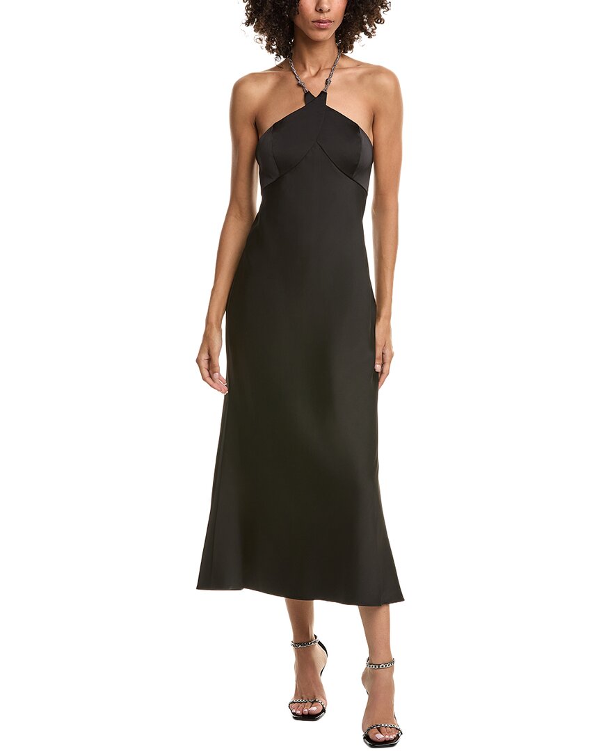 Liv Foster Knotted Crystal Halter Midi Dress In Black