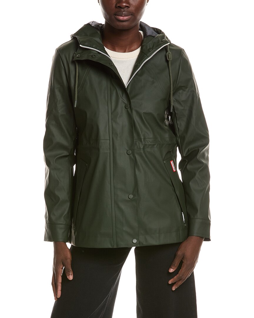 Hunter Abbey Rubberized Short Rain Jacket In Green
