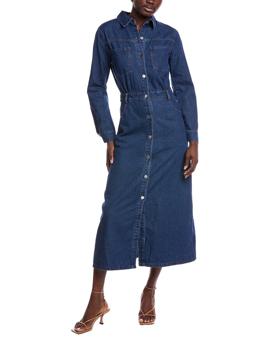 Jl Luxe Denim Maxi Shirtdress In Blue