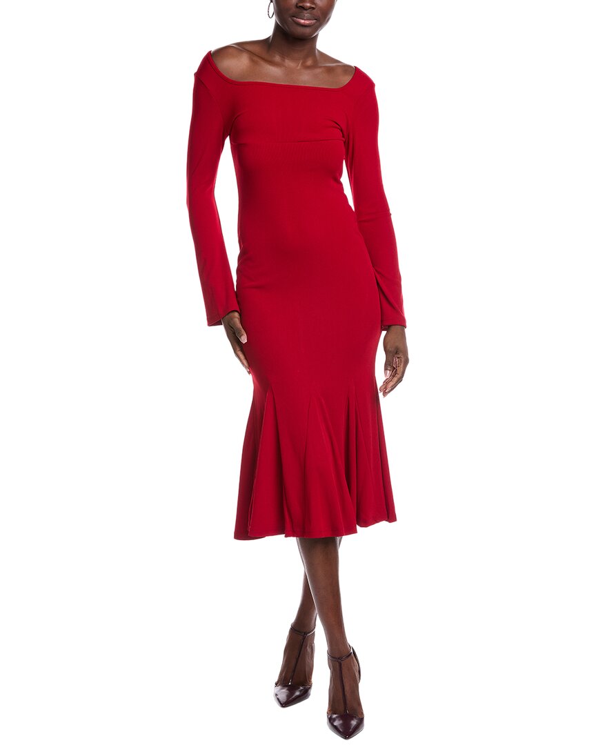 Jl Luxe Godet Midi Dress In Red