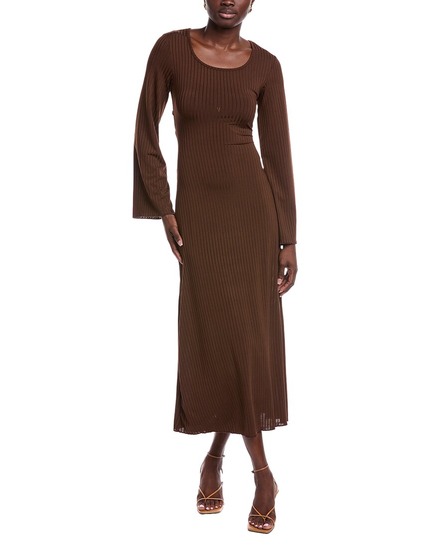 Jl Luxe Ribbed Maxi Dress In Brown