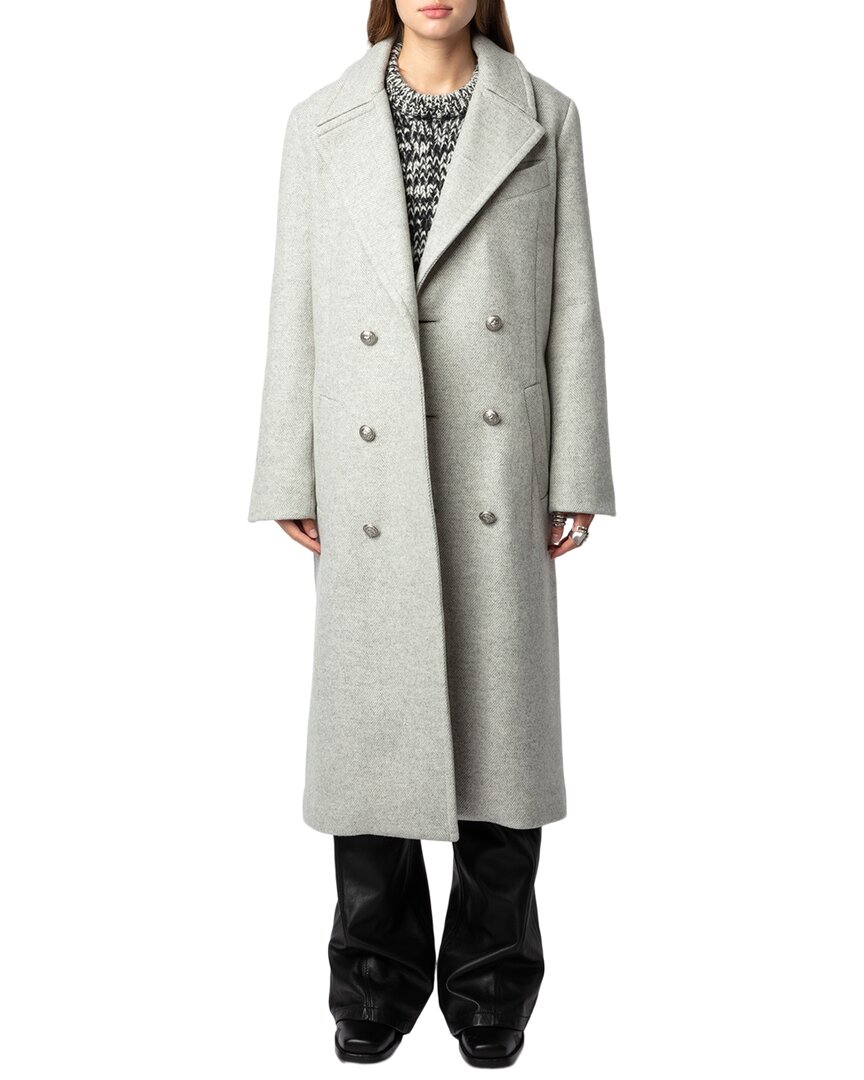 Zadig & Voltaire Mulan Chevron Wool-blend Coat In Animal Print