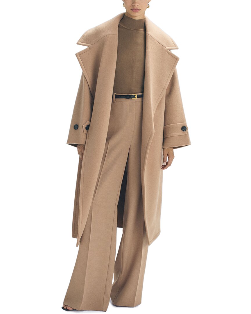 Reiss Helena Wool & Cashmere-blend Blind Seam Coat In Brown