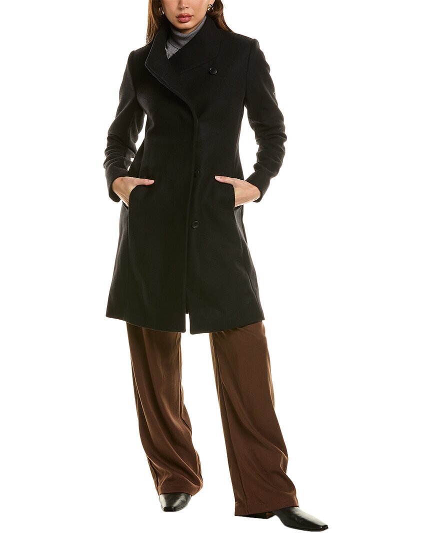 Reiss Mia Wool-blend Mid Length Coat In Black