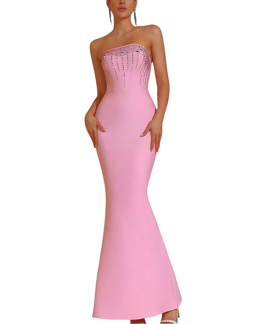 Amina Glam Maxi Dress In Pink
