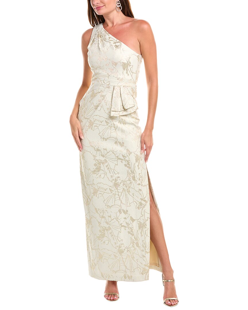 Aidan Mattox Jacquard Column Dress In Red
