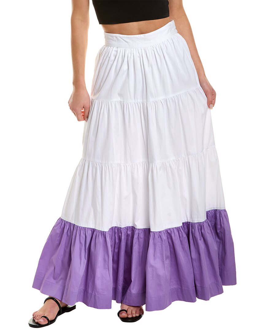 Shop Amur Koral Tiered Maxi Skirt In White