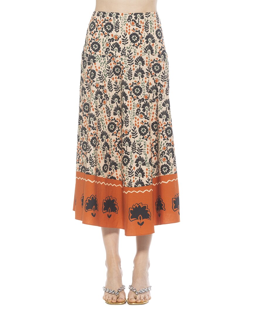 Alexia Admor Hadley Stretch Cotton Midi Skirt In Brown