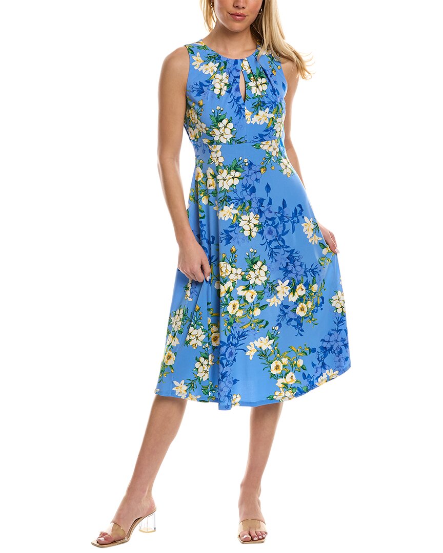 London Times Keyhole Midi Dress In Blue | ModeSens