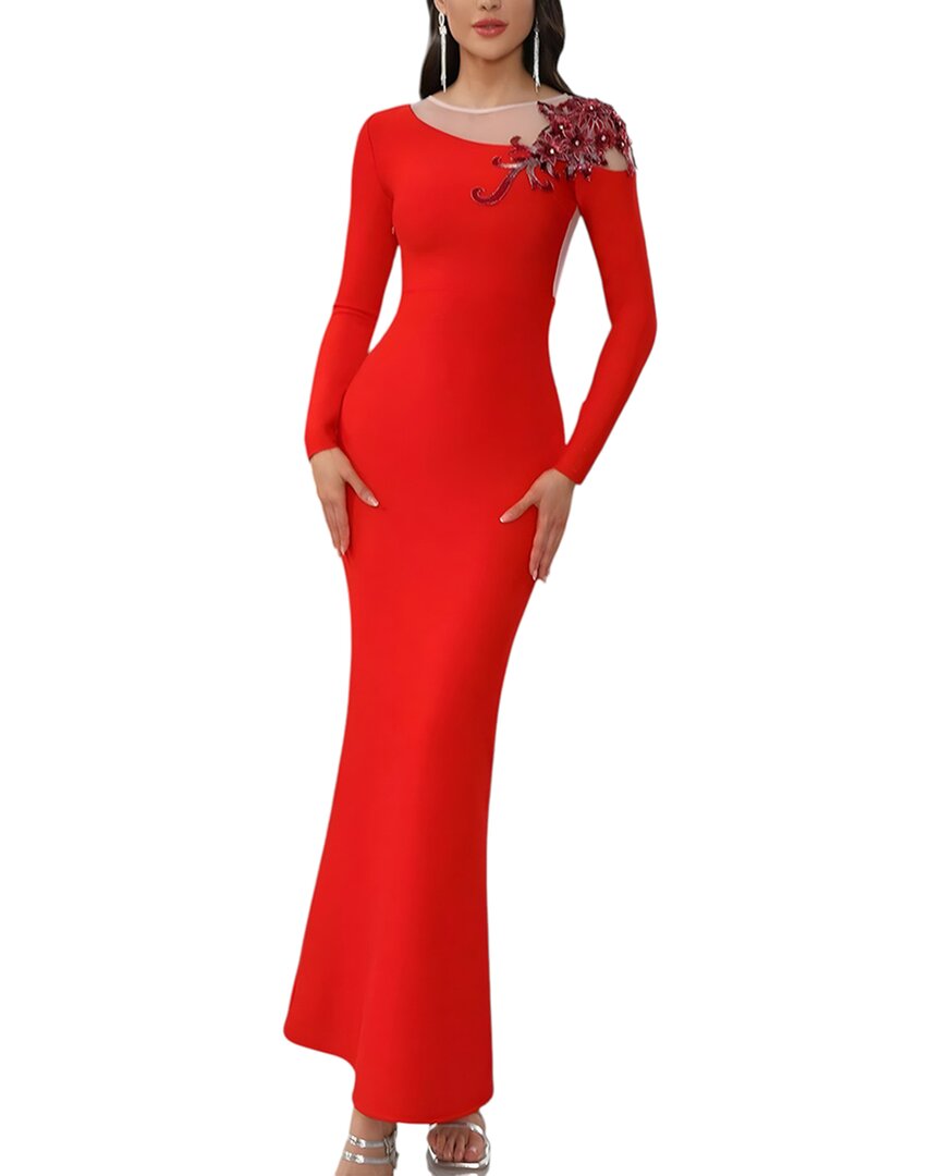 Amina Glam Maxi Dress In Red