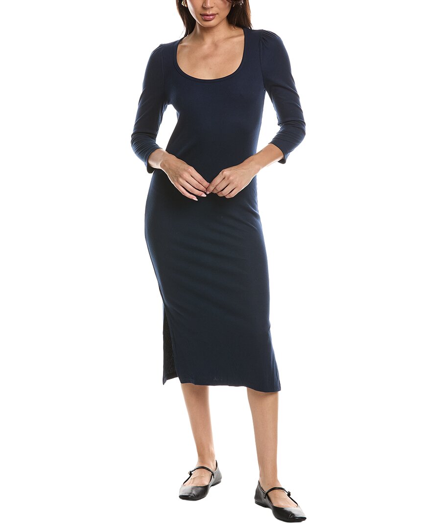 Maison Maar Long Sleeve Wrap Midi Dress In Blue