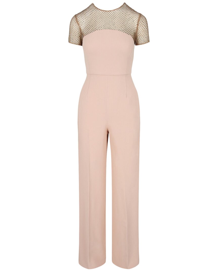 Stella Mccartney Crystal-embellished Short Sleeve Jumpsuit In Nude
