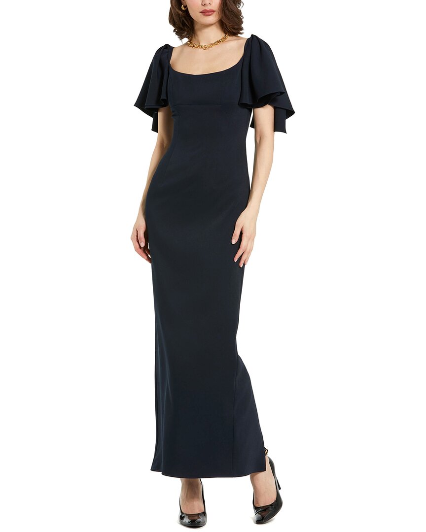 Mac Duggal Crepe Ruffle Sleeve Fitted Maxi Dress