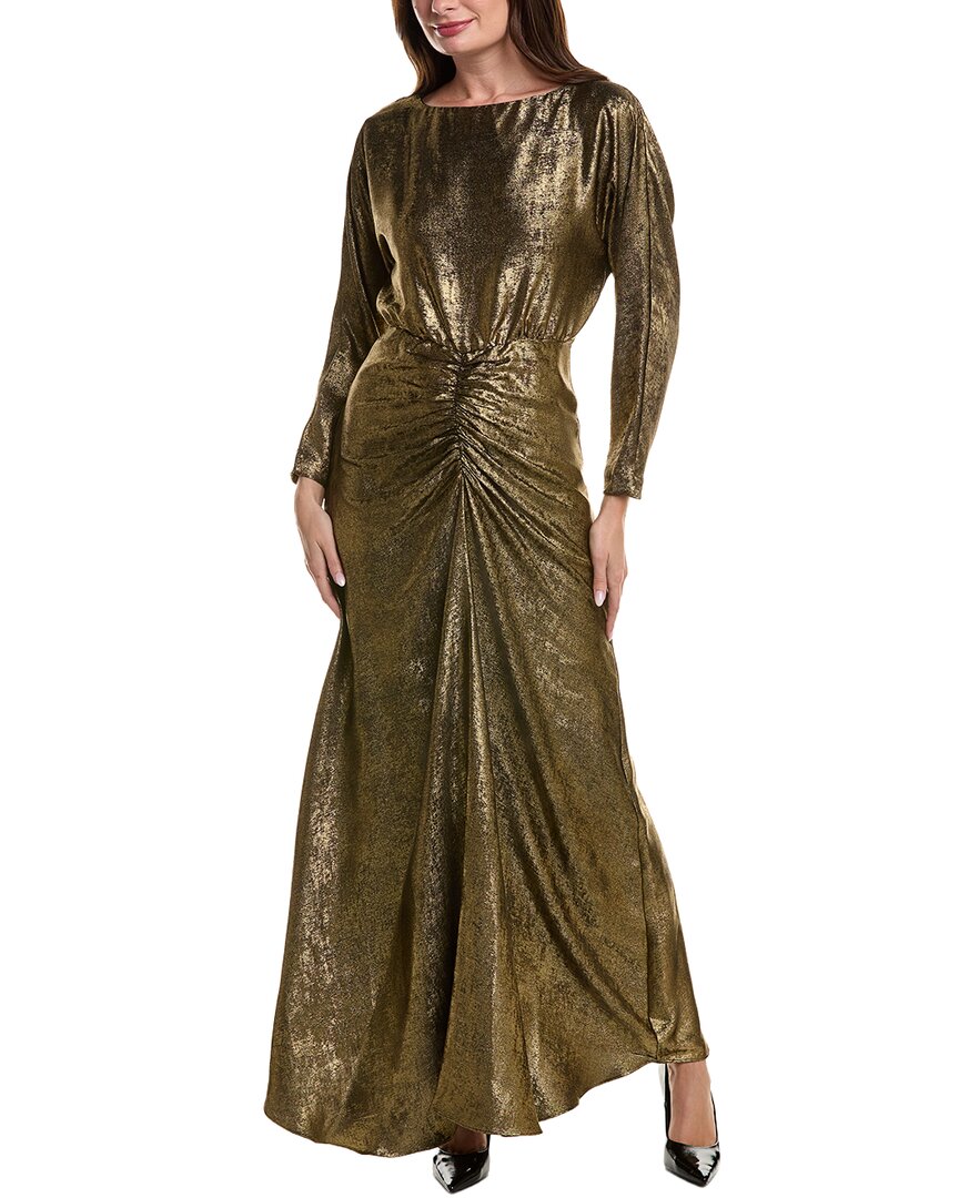Julia Jordan Foil Satin Maxi Dress In Green