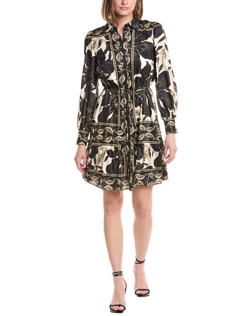 Julia Jordan Printed Twill Mini Dress In Black