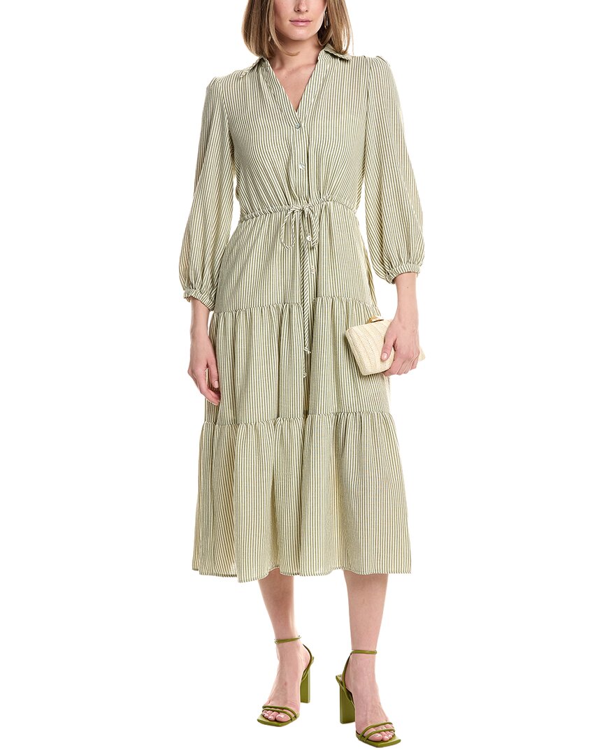 Julia Jordan Stripe Maxi Shirtdress In White