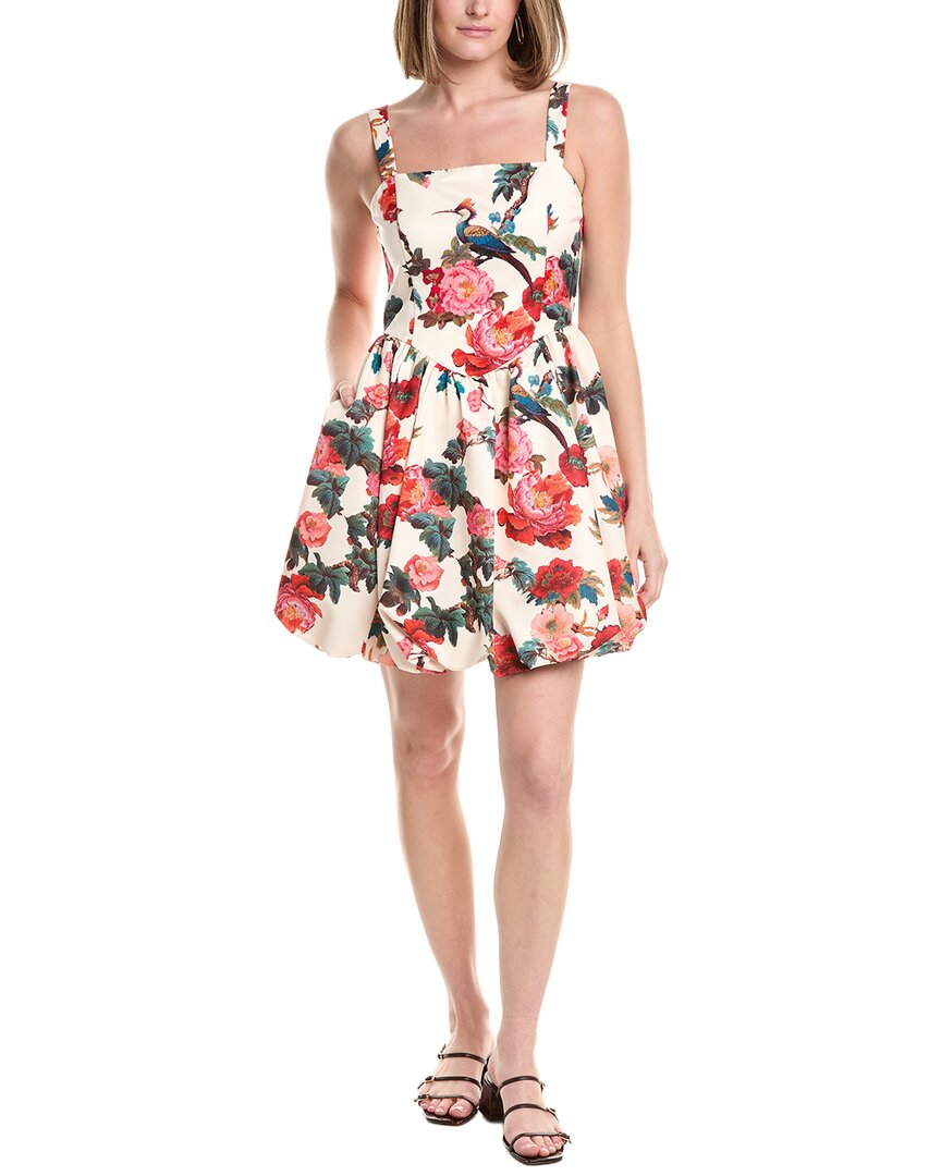 Julia Jordan Printed Faille Sleeveless Dress In White