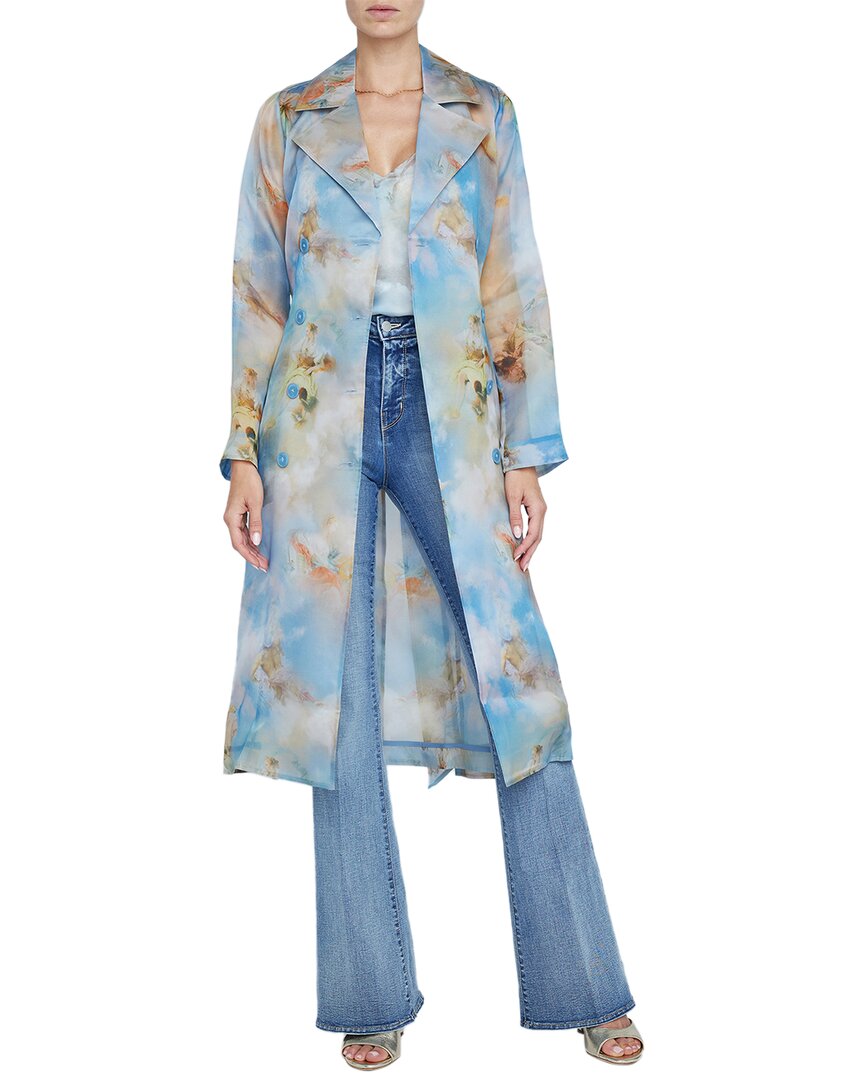 L'agence Moda Organza Trench Coat In Blue