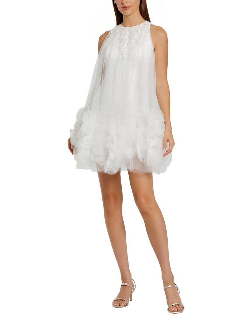 Mac Duggal Halter Neck Flowy Petal A Line Mini Dre In White