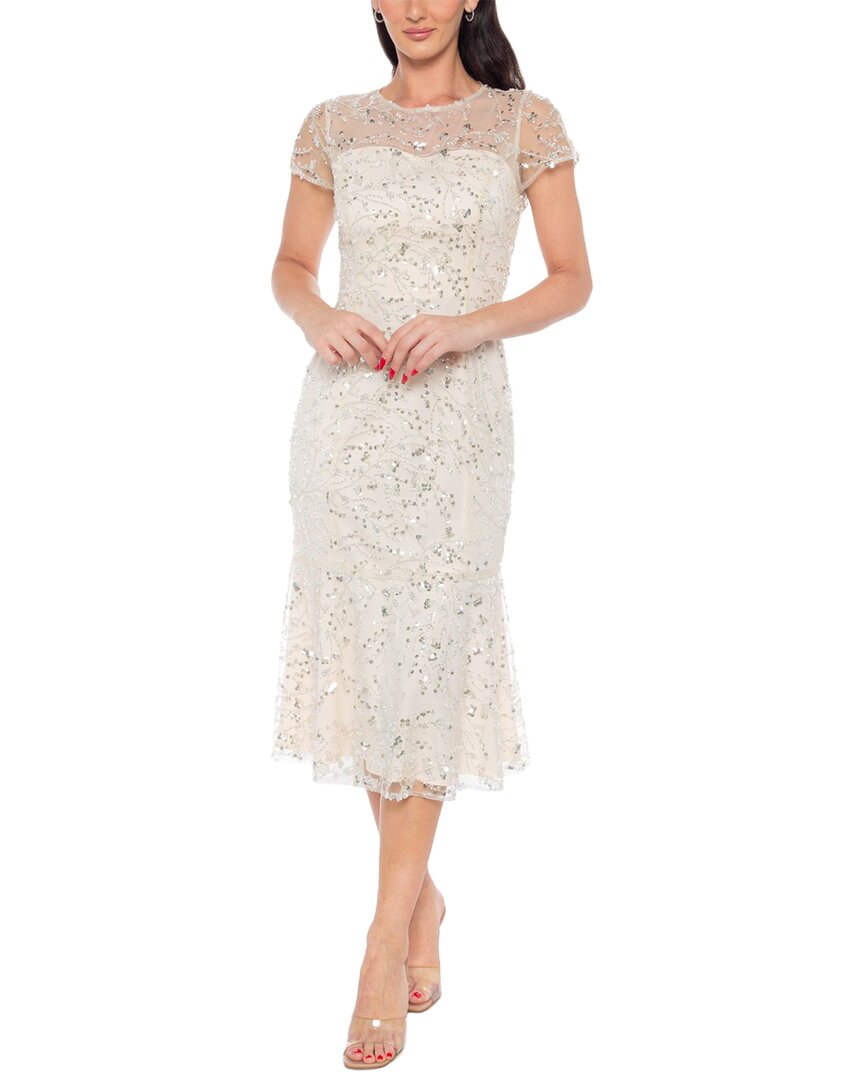 Marina Beaded Midi Dress In Neutral