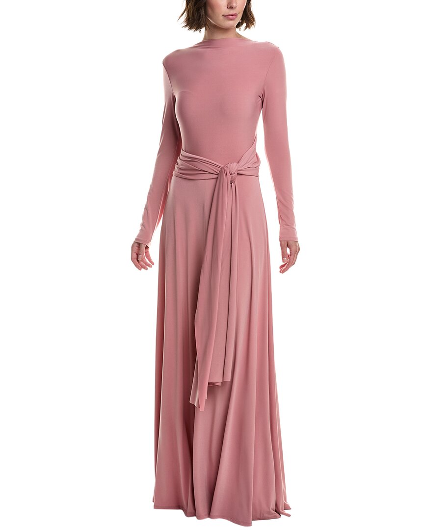 Issue New York Jersey Tie Gown In Pink
