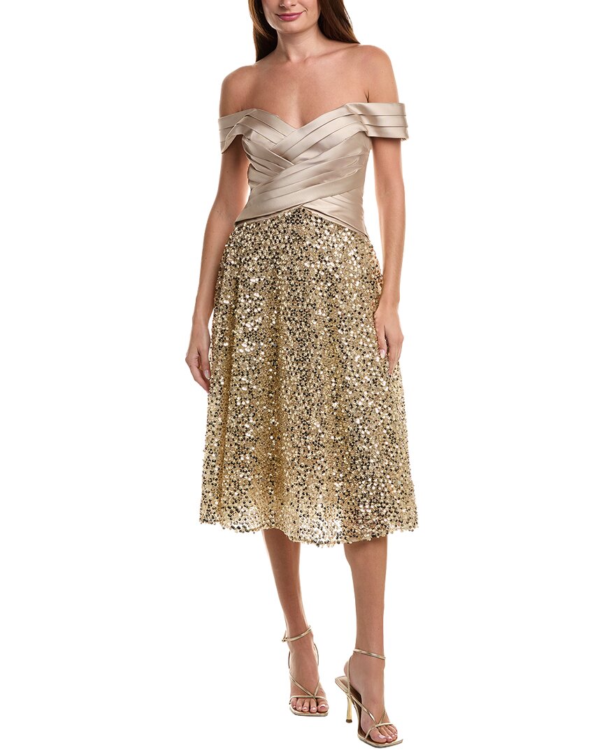 Theia Brandy Sequin Cocktail Dress In Gold