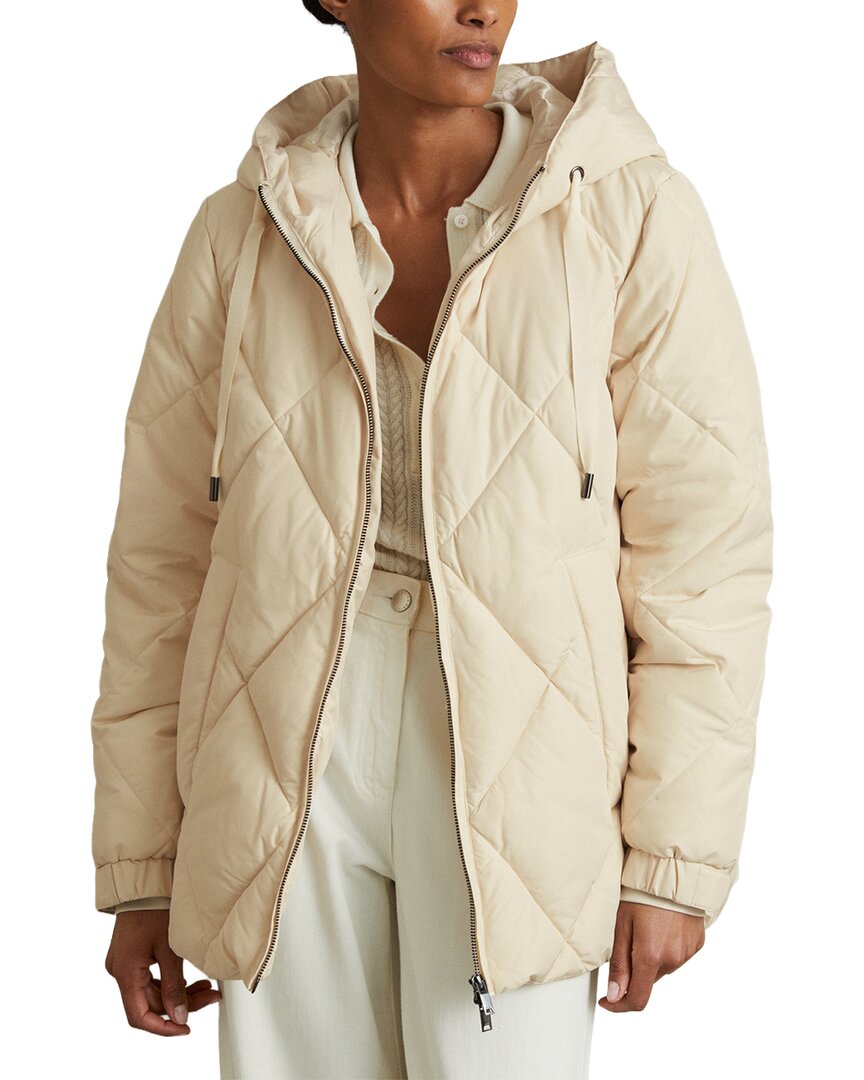 Reiss Cream Quilted Puffer Coat In White