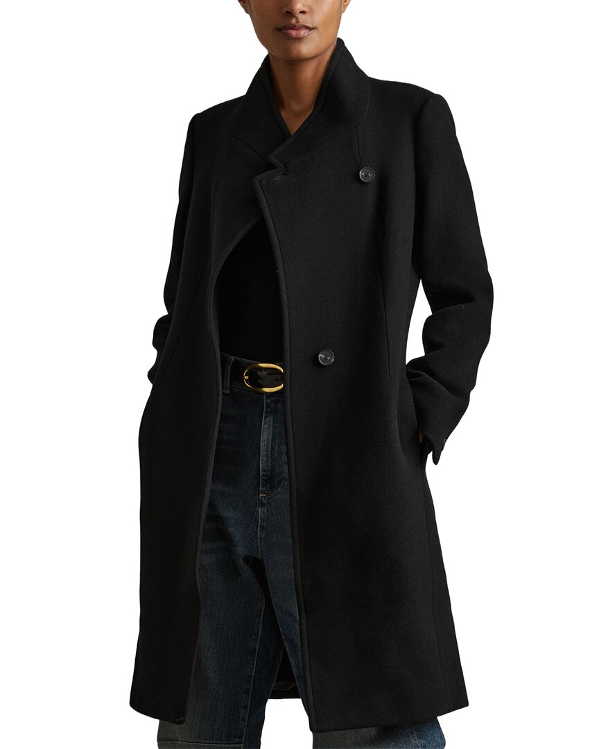 Reiss Womens Black Maude Double-breasted Wool-blend Coat In Black