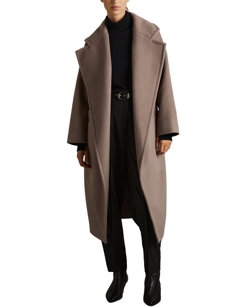 Reiss Bridget Blindseam Wool-blend Coat In Brown
