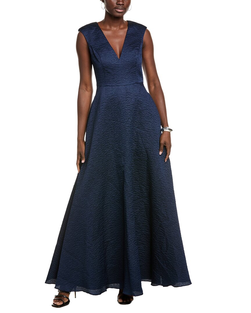 Aidan Mattox Textured Gown In Blue