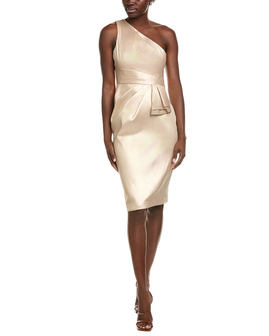 Aidan Mattox Aiden Mattox Pleated One-shoulder Midi Dress In Silver